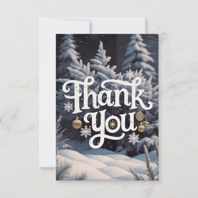 Winter Charming Pine Happy Holidays Thank You Card (Front)
