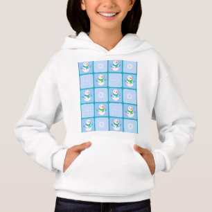 Winter chequered pattern snowman and snowflakes
