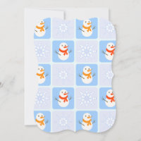 Winter chequered pattern snowman and snowflakes