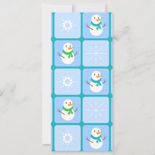 Winter chequered pattern snowman and snowflakes