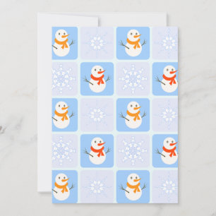 Winter chequered pattern snowman and snowflakes announcement