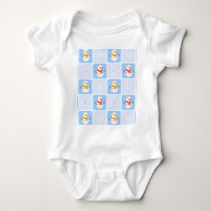 Winter chequered pattern snowman and snowflakes baby bodysuit