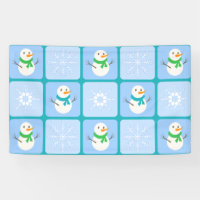 Winter chequered pattern snowman and snowflakes
