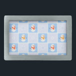 Winter chequered pattern snowman and snowflakes belt buckle<br><div class="desc">Winter chequered seamless pattern smowman and snowflakes</div>