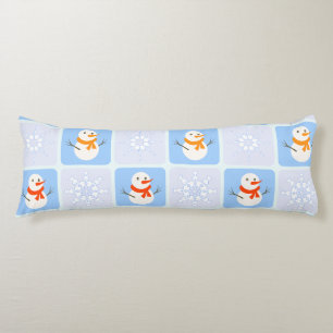 Winter chequered pattern snowman and snowflakes body cushion