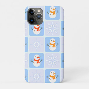 Winter chequered pattern snowman and snowflakes Case-Mate iPhone case