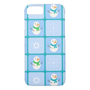 Winter chequered pattern snowman and snowflakes Case-Mate iPhone case