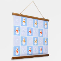 Winter chequered pattern snowman and snowflakes