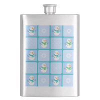 Winter chequered pattern snowman and snowflakes