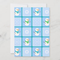 Winter chequered pattern snowman and snowflakes