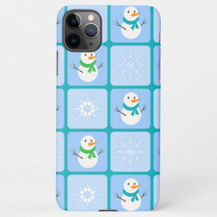Winter chequered pattern snowman and snowflakes iPhone 11Pro max case