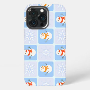 Winter chequered pattern snowman and snowflakes iPhone 13 pro case