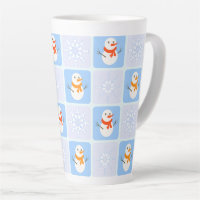 Winter chequered pattern snowman and snowflakes