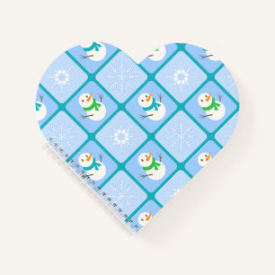 Winter chequered pattern snowman and snowflakes notebook