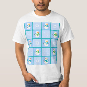Winter chequered pattern snowman and snowflakes T-Shirt