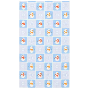 Winter chequered pattern snowman and snowflakes tablecloth