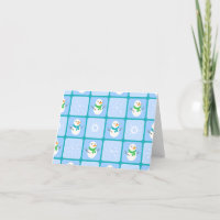 Winter chequered pattern snowman and snowflakes