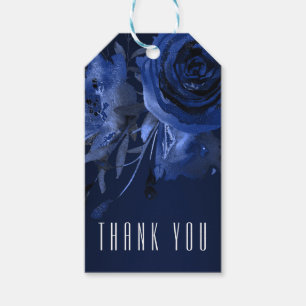 Winter Chic Floral Blue Rose Bold Wedding Favour Gift Tags
