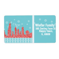 WInter Chicago Skyline shipping address labels