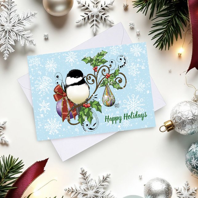 Winter Chickadee Christmas Holiday Card (Creator Uploaded)