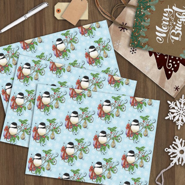 Winter Chickadee Christmas Tissue Paper (Creator Uploaded)