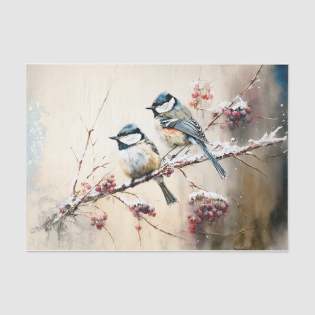 Winter Chickadees Tissue Paper (Front)