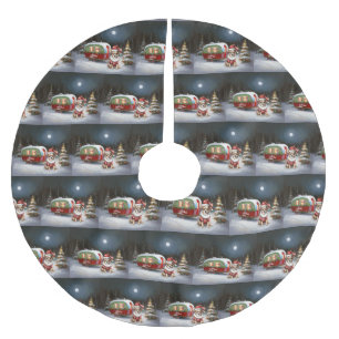 Winter Chihuahua Caravan Christmas Adventure  Brushed Polyester Tree Skirt