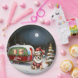 Winter Chihuahua Caravan Christmas Adventure  Paper Plate