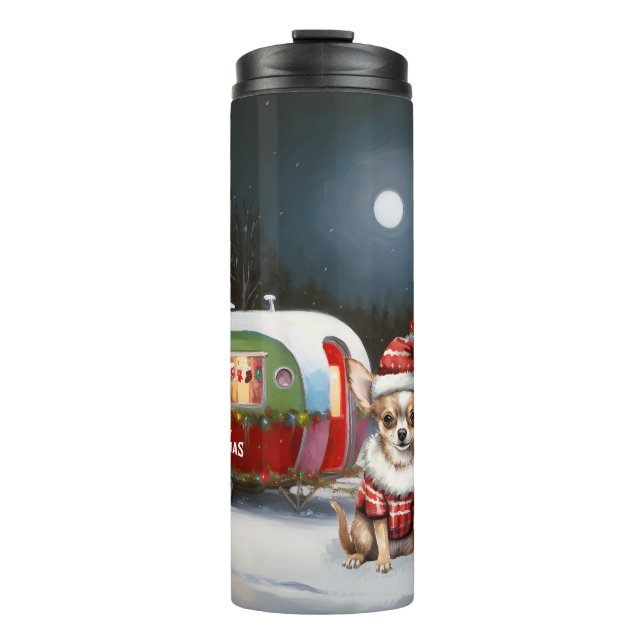 Winter Chihuahua Caravan Christmas Adventure  Thermal Tumbler (Front)