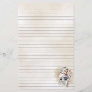 Winter Child Vintage Illustration Stationery