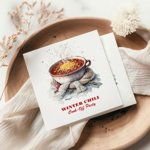 Winter Chili Cook-Off Party   Holiday Party Table Napkin