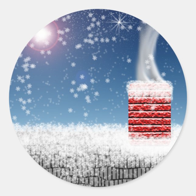 Winter Chimney Christmas Season Envelope Stickers (Front)