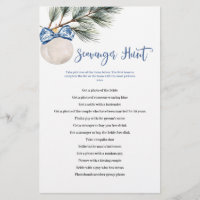 Winter Chinoiserie Bow Scavenger Hunt Games Card