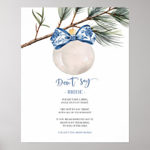 Winter Chinoiserie Don't Say Bride Game Sign