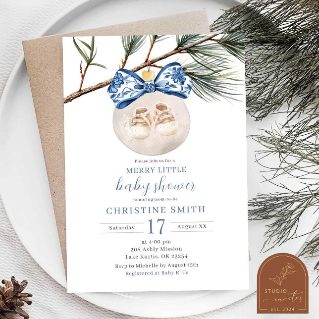Winter Chinoiserie Merry Little Baby Shower Invitation (Creator Uploaded)