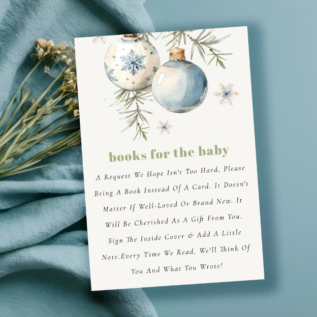 Winter Chirstmas Blue Boy Books For Baby Shower Enclosure Card (Creator Uploaded)