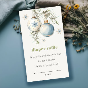 Winter Chirstmas Blue Diaper Raffle Baby Shower Enclosure Card