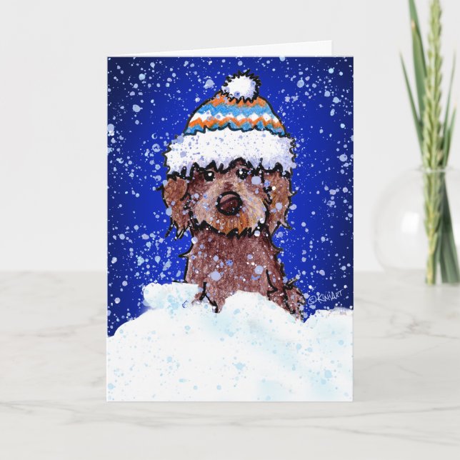 Winter Chocolate Doodle Holiday Card (Front)