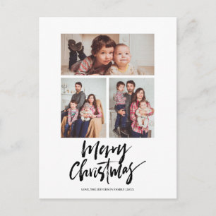 Winter Christmas 3 Photo Collage Holiday Postcard