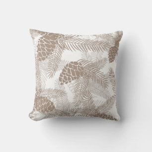 Winter Christmas abstract beige pine cones tree pr Cushion
