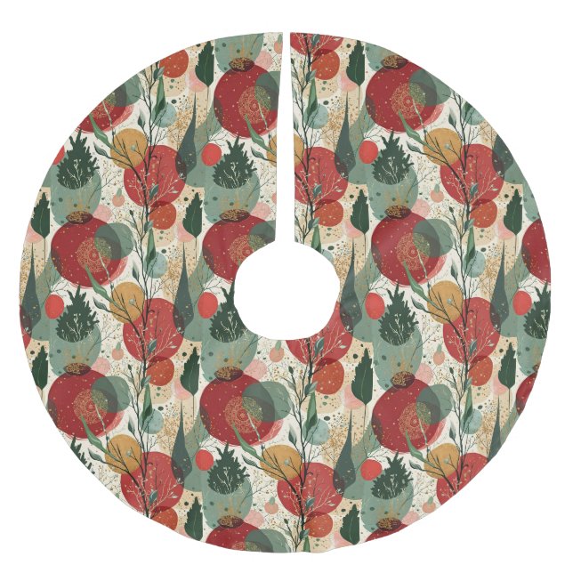 Winter / Christmas Abstract Tiled Art Brushed Polyester Tree Skirt (Front)