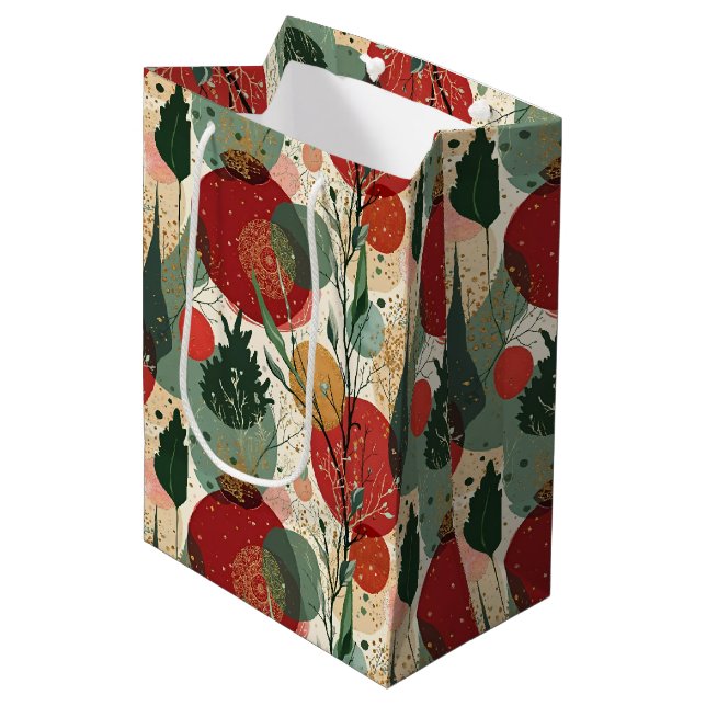 Winter / Christmas Abstract Tiled Art Medium Gift Bag (Front Angled)