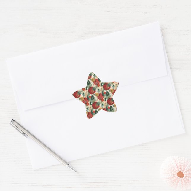 Winter / Christmas Abstract Tiled Art Star Sticker (Envelope)