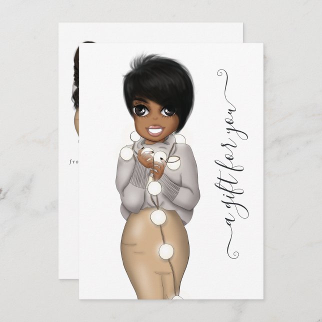 Winter Christmas African American Planner Doll (Front/Back)