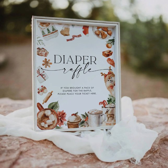 Winter Christmas Baby Shower Diapers Raffle Sign (Creator Uploaded)