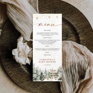 Winter Christmas Baby Shower Flat Menu