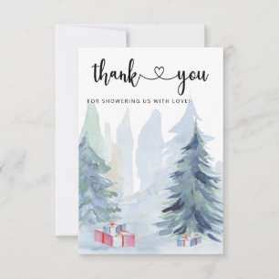 Winter christmas baby shower thank you card