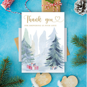 Winter christmas baby shower thank you card