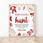 Winter Christmas Baby Sock Hunt Baby Shower Game Poster<br><div class="desc">Winter Christmas Baby Sock Hunt Baby Shower Game</div>