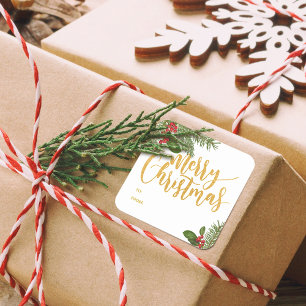 Winter Christmas Berries   Gift Tag Sticker